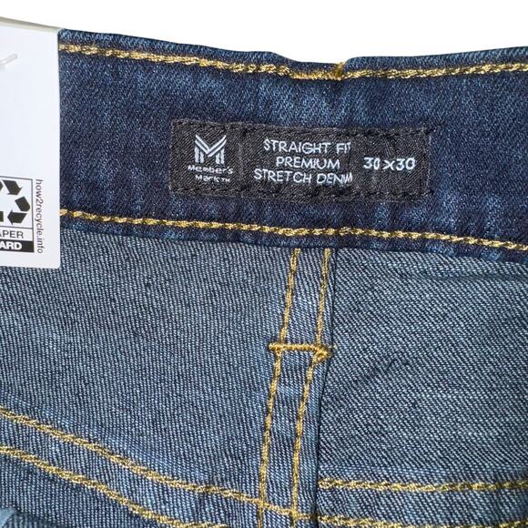 Member's Mark Jeans Mens 30x30 Dark Wash Straight Fit Premium Stretch Denim - Picture 8 of 15